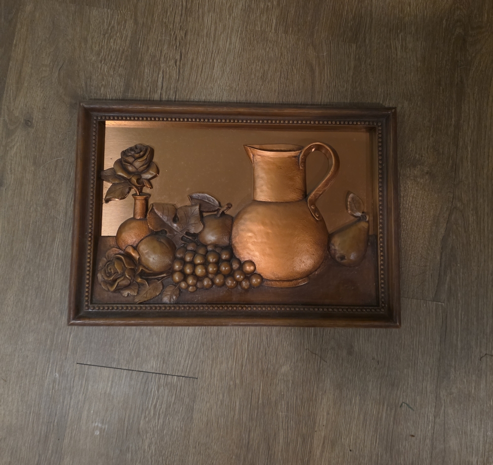 Copper-Tone Raised Still Life Wall Plaque